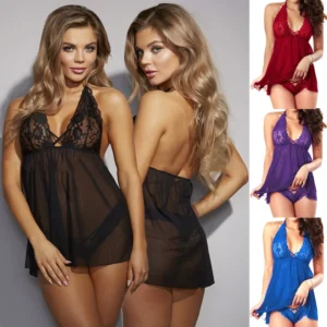 Nuisette en dentelle, décolleté en V